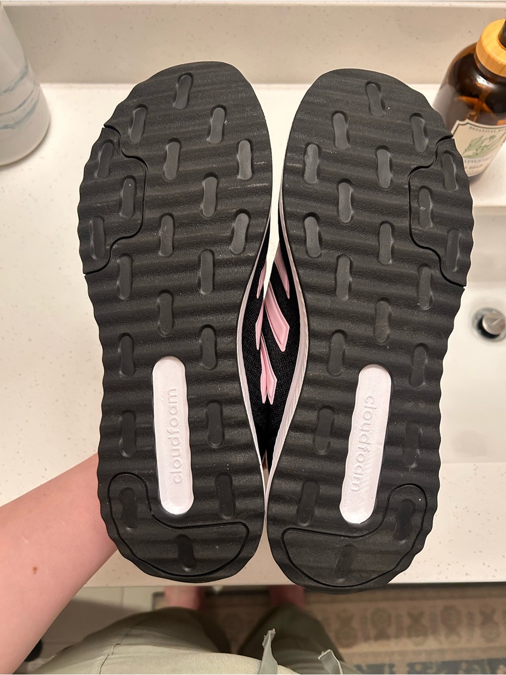 NWOB Adidas Women’s Black Athletic Sneakers with Pink Stripes size 10 - Picture 5 of 6